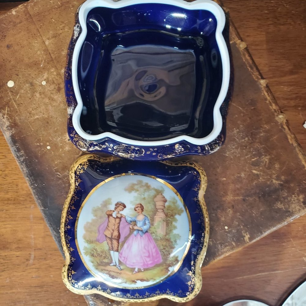 Vintage Imperia Limoges French Cobalt 22K GOLD Tri